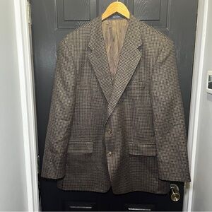 Ralph Lauren Men's Brown Plaid Blazer Wool